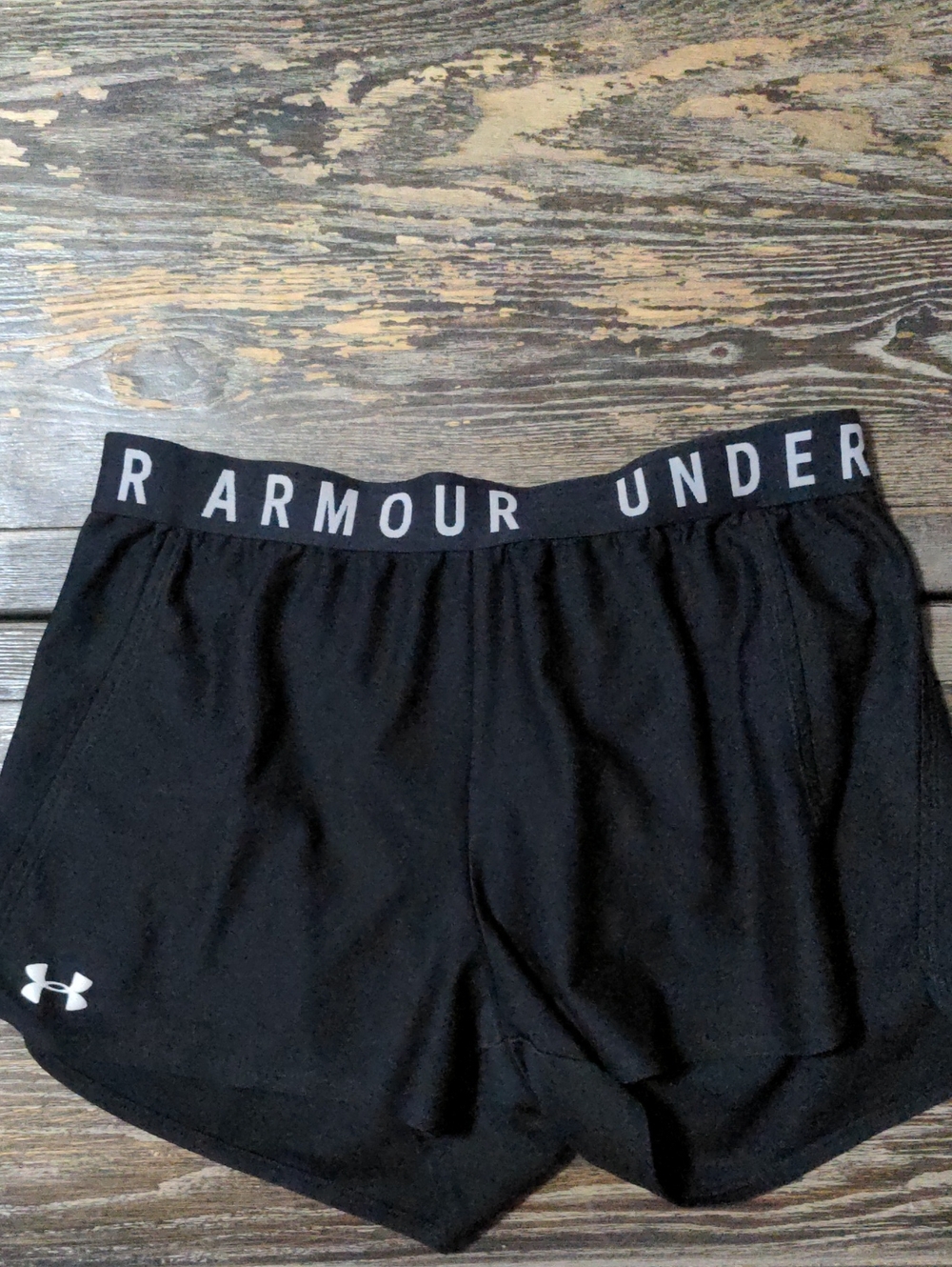 Under Armour Women's Black Athletic Shorts with Branded Waistband